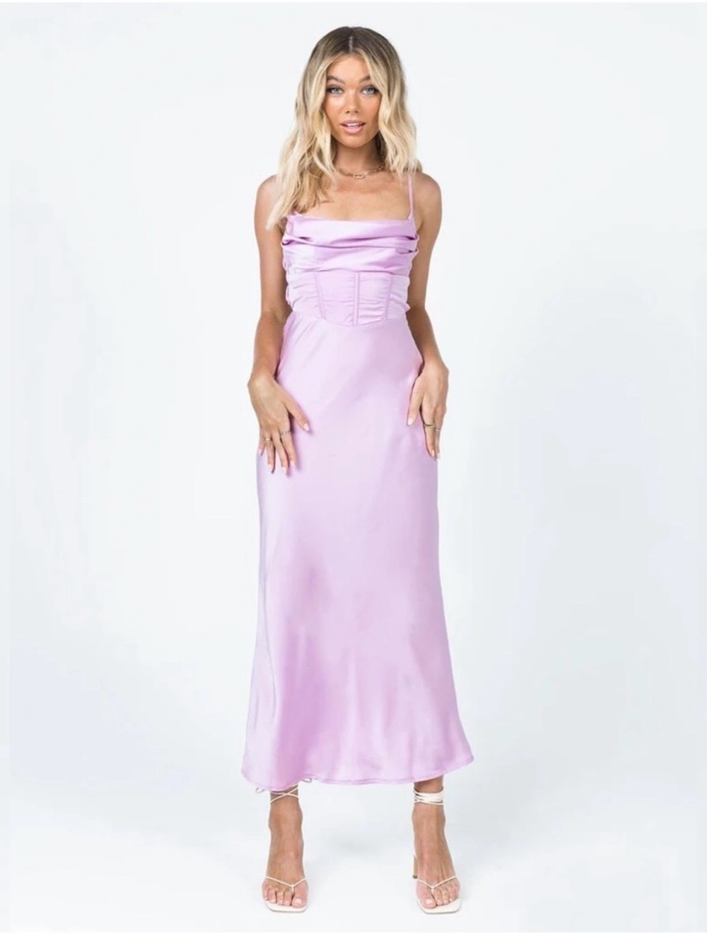 Princess Polly Lilac Satin Corset Slip Dress